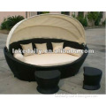 Outdoor PE rattan chaise lounge with canopy